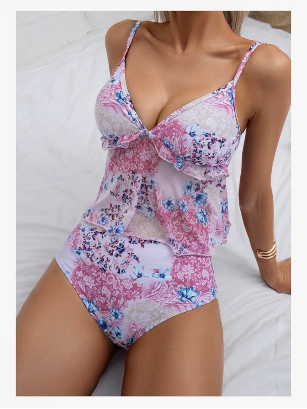 SOLY HUX Floral Tankini Swimsuit #1272 - Picture 6 of 9